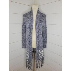 Aerie XS navy blue & white aztek print sweater cardigan